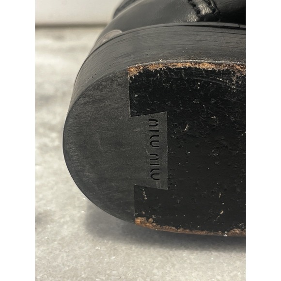 Miu Miu Womens Donna Leather Zip Up Belted Biker Ankle Boots Black Size 39 8.5 - Picture 13 of 14